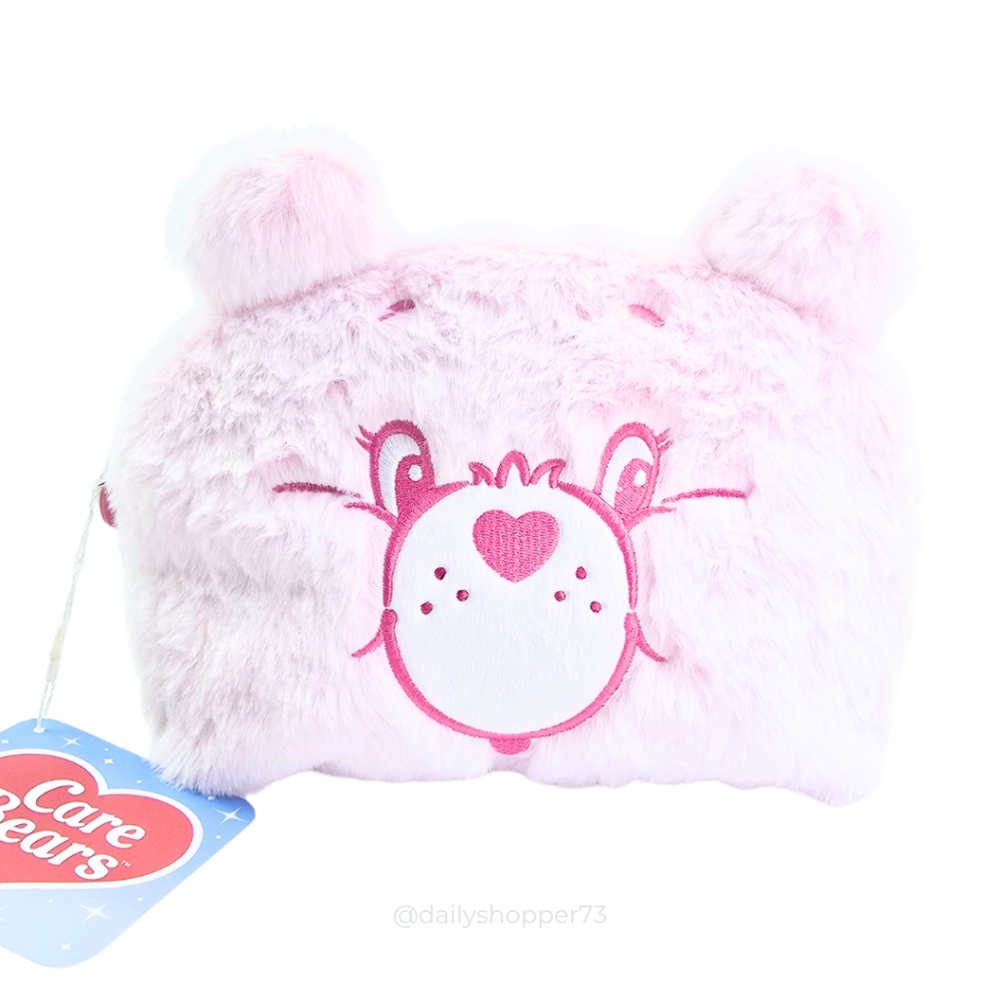 Care Bears X Primark Cheer Bear Plush Faux Fur Cosmetic Vanity Makeup Bag